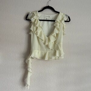 OPEN EDIT Cream Ruffle Blouse